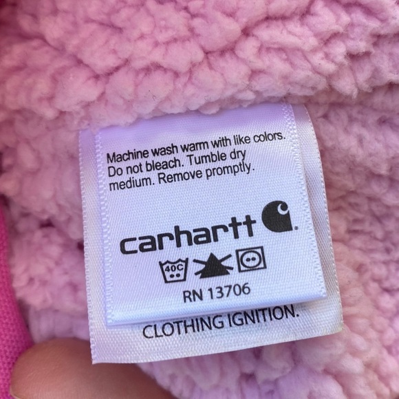 Carhartt Canvas Insulated Sherpa Lined Hooded Jacket Girl’s Size 12M - Picture 5 of 6